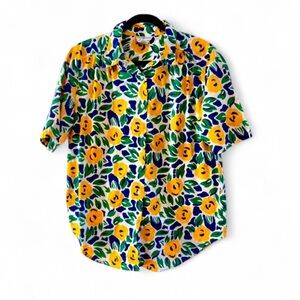 Vintage Maggie Lawrence Sport Button Down Shirt Floral Print Size 14 16